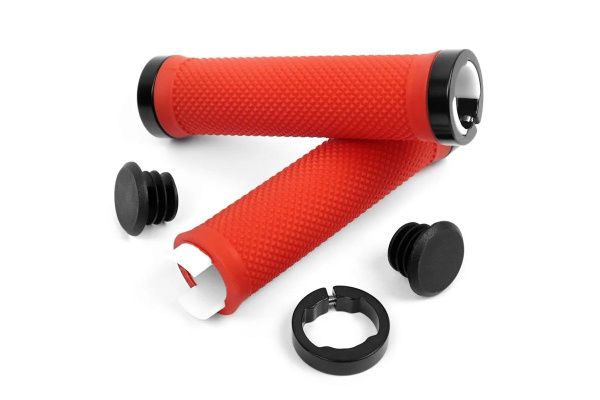 Грипсы с металлическими зажимами, длина 129мм, красные, зажим черный, H-G 119 Red/Black